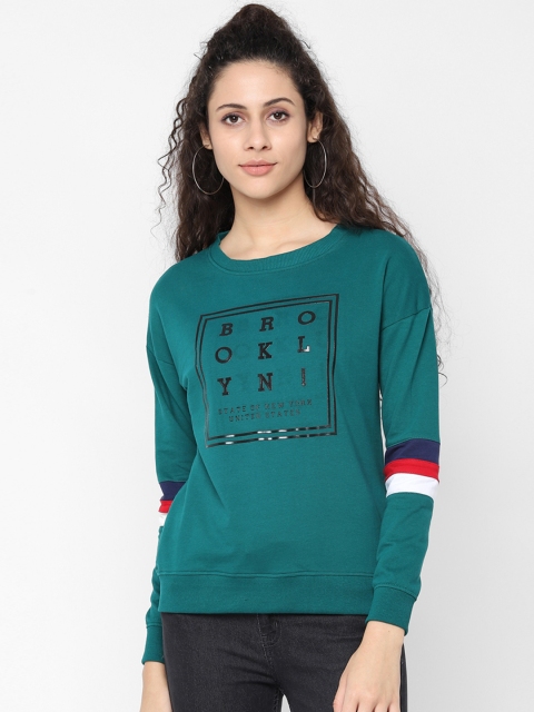 

People Women Green Printed Sweatshirt