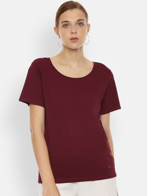 

Van Heusen Women Maroon Solid Top