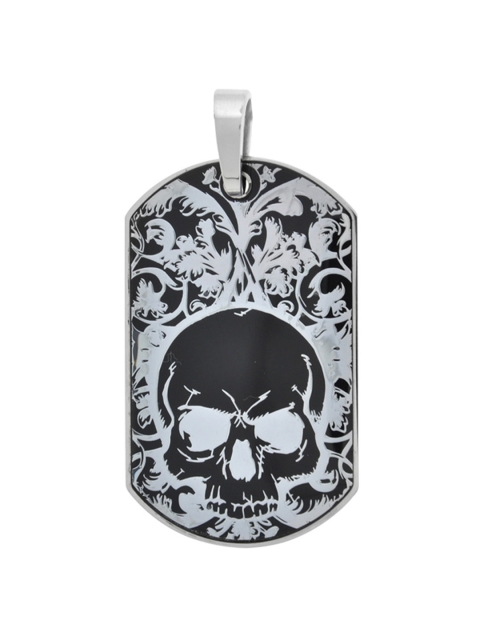 

Inox Jewelry Unisex Silver-Toned and Black Stainless Steel Skull Design Pendant