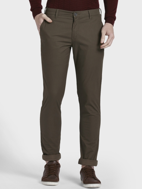 

ColorPlus Men Olive Brown Regular Fit Checked Regular Trousers