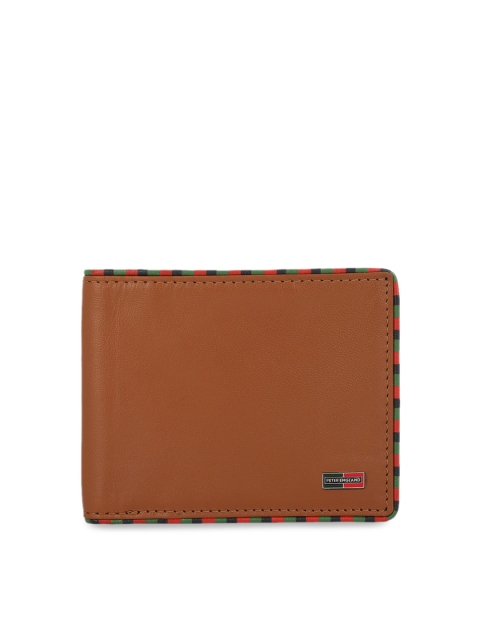 

Peter England Men Brown Textured Two Fold Wallet