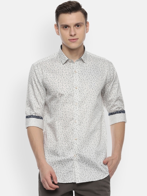 

V Dot Men White & Black Slim Fit Printed Casual Shirt