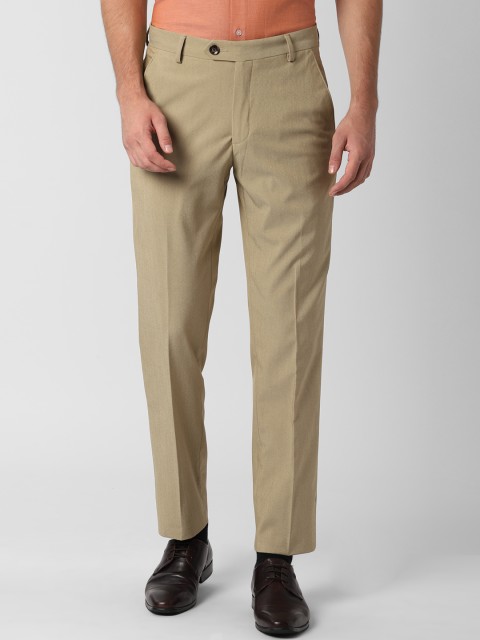 

Peter England Men Beige Slim Fit Solid Formal Trousers