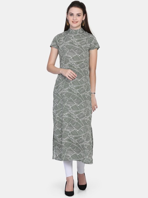 

Ojjasvi Women Green Printed Straight Kurta