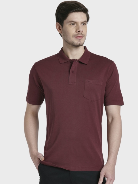 

ColorPlus Men Maroon Solid Polo Collar T-shirt
