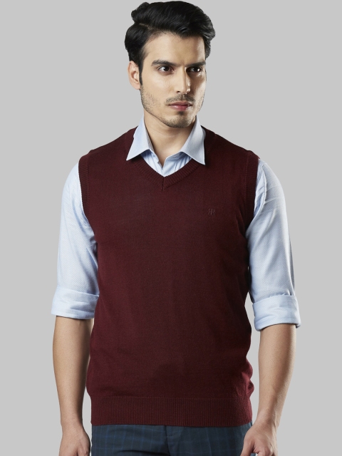 

Raymond Men Maroon Solid Sweater