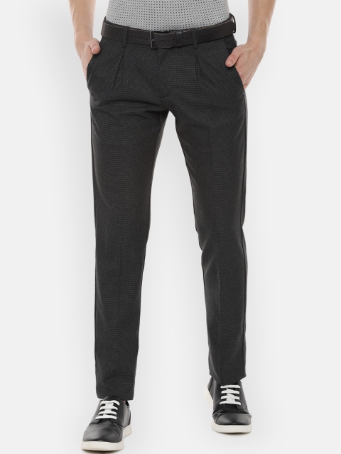 

Allen Solly Men Black Slim Fit Self Design Regular Trousers