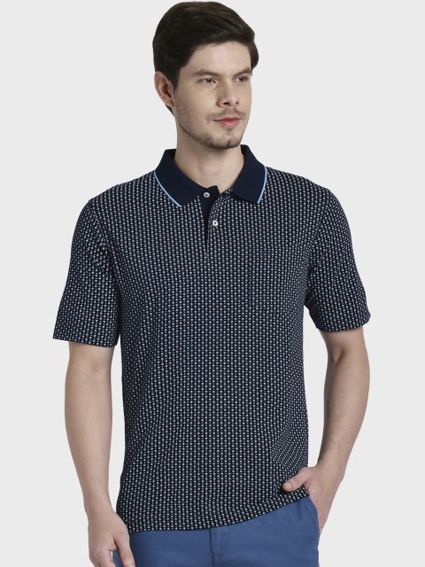 

ColorPlus Men Navy Blue & White Printed Polo Collar T-shirt