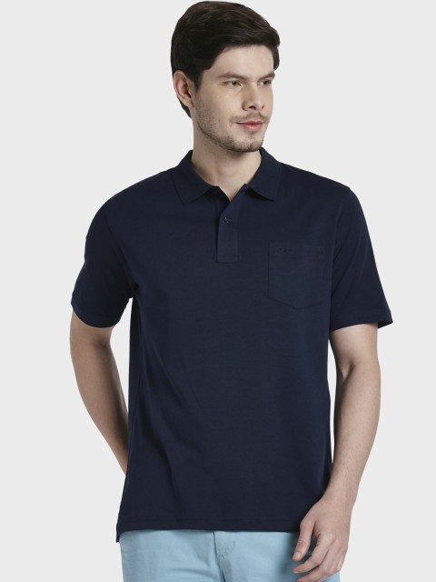 

ColorPlus Men Blue Solid Polo Collar T-shirt