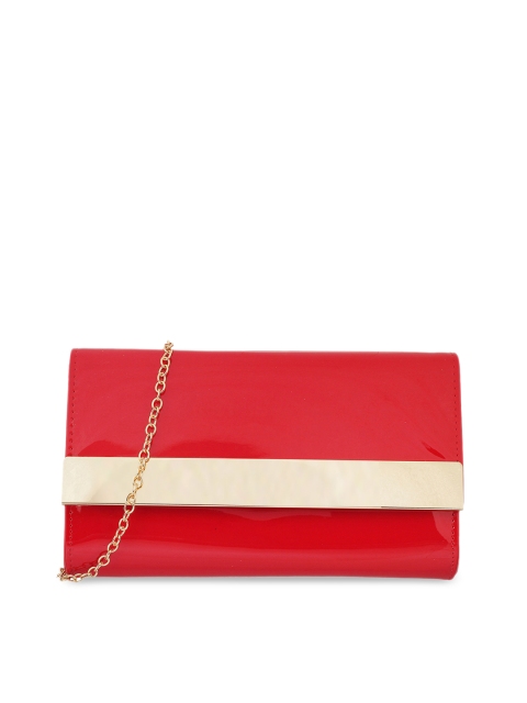 

Mochi Women Red & Gold-Toned Colourblocked Purse Clutch