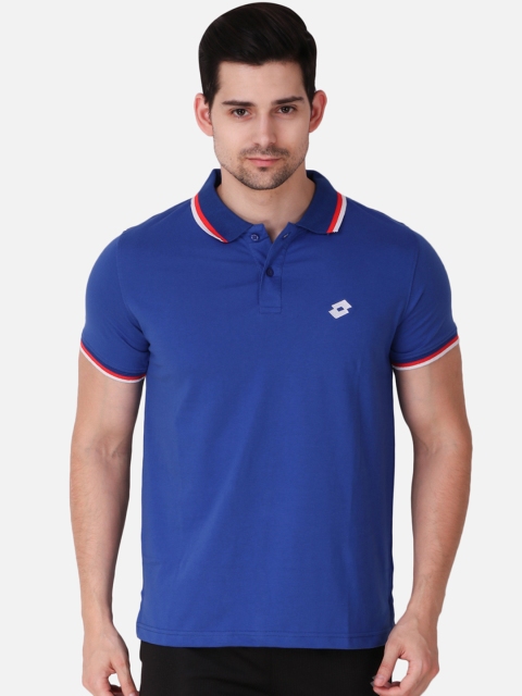 

Lotto Men Blue Solid Polo Collar T-shirt