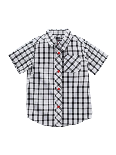 

KiddoPanti Boys Grey & White Regular Fit Checked Casual Shirt