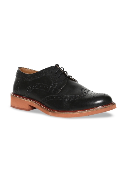 

U.S. Polo Assn. Men Black Textured Leather Brogues