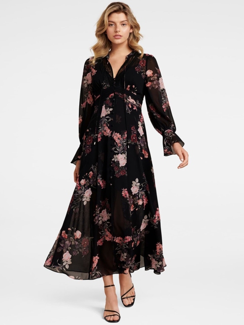 

Forever New Women Printed Black Fit and Flare Dress