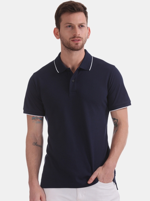 

GANT Men Navy Blue Solid Polo Collar T-shirt