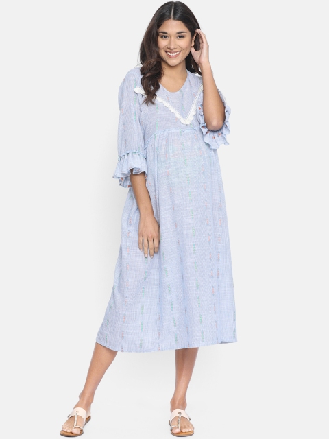 

The Kaftan Company Women Blue Self Design A-Line Maternity Dress