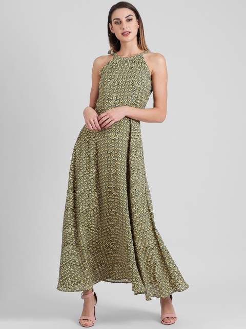 

Zink London Women Printed Green Fit and Flare Dress