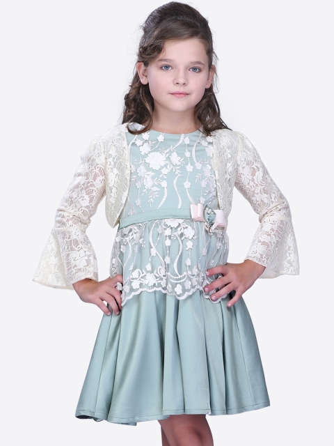 

CUTECUMBER Girls Solid Green A-Line Dress