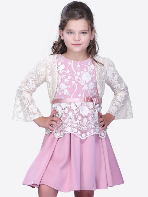 

CUTECUMBER Girls Solid Pink A-Line Dress