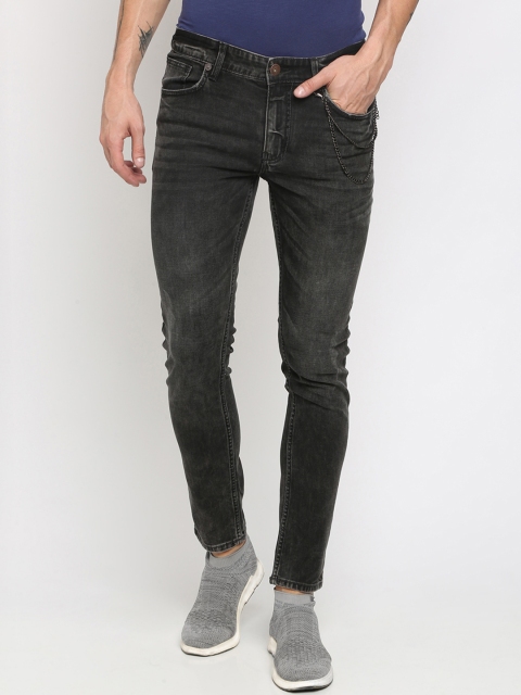 

Breakbounce Men Black Slim Fit Mid-Rise Low Distress Stretchable Jeans