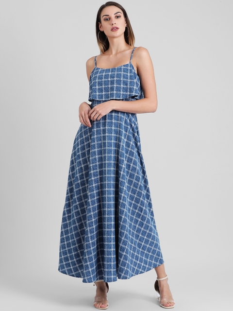 

Zink London Women Printed Blue & White Fit and Flare Dress