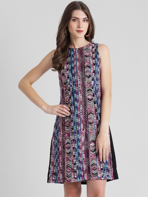 

Zink London Women Self Design Multicoloured A-Line Dress, Multi