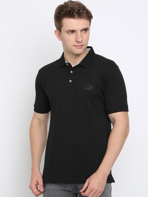 

Crocodile Men Black Solid Polo Collar T-shirt