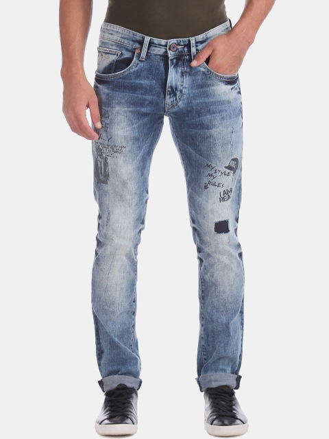 

Flying Machine Men Blue Skinny Fit Mid-Rise Clean Look Stretchable Jeans