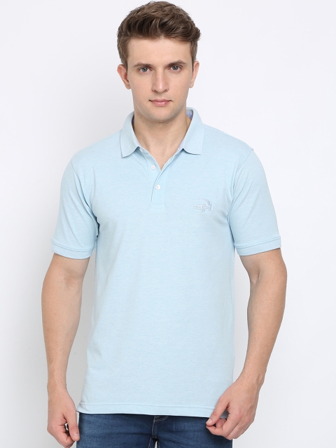

Crocodile Men Blue Solid Polo Collar T-shirt