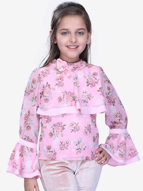 

CUTECUMBER Girls Pink Floral Print Top