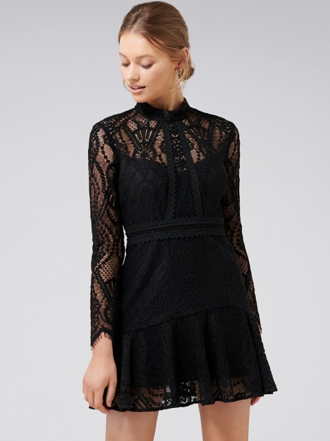 

Forever New Women Self Design Black Fit and Flare Dress