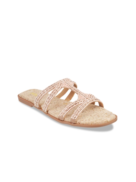 

Mochi Women Peach-Coloured Solid Open Toe Flats