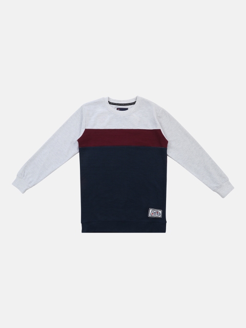 

Lil Tomatoes Boys Navy Blue Colourblocked Round Neck T-shirt