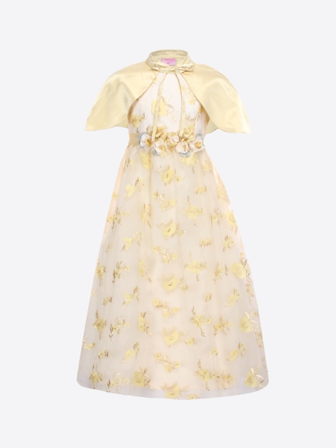 

CUTECUMBER Girls Floral Embellished Cream-Coloured A-Line Dress