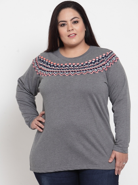 

plusS Women Grey Solid Sweatshirt