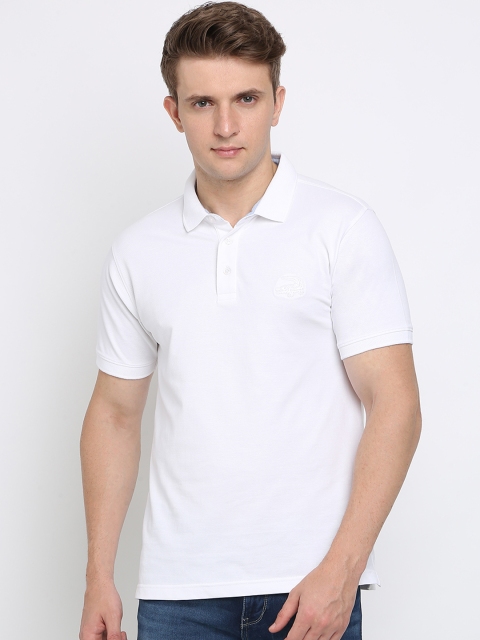 

Crocodile Men White Solid Polo Collar T-shirt