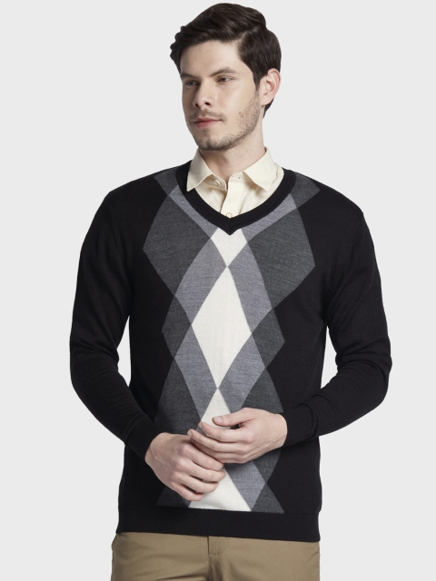 

ColorPlus Men Black & White Printed Sweater