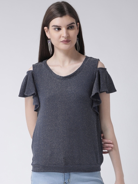 

Latin Quarters Women Navy Blue Self Design Top