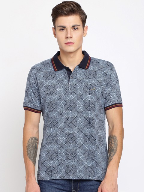 

Crocodile Men Navy Blue Printed Polo Collar T-shirt