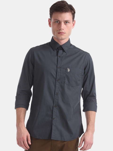 

U.S. Polo Assn. Men Navy Blue Nancy Regular Fit Solid Casual Shirt