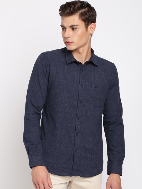 

Crocodile Men Navy Blue Slim Fit Checked Casual Shirt