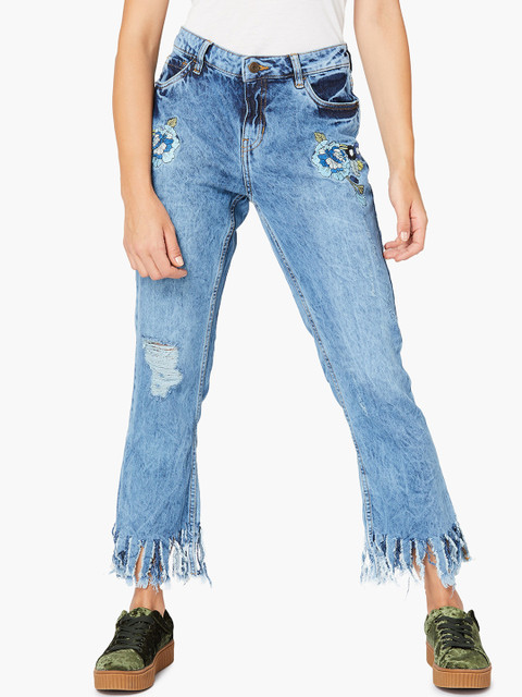 

Ginger by Lifestyle Women Blue Skinny Fit Mid-Rise Low Distress Jeans