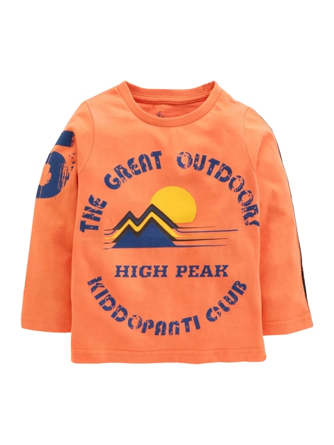 

KiddoPanti Boys Orange Printed Round Neck T-shirt