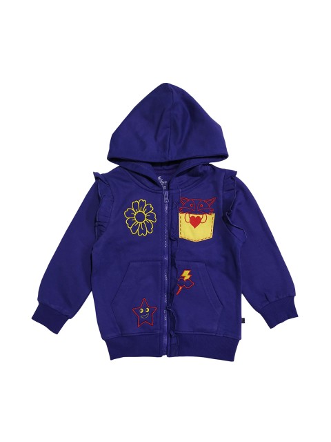 

KiddoPanti Girls Navy Blue Solid Hooded Sweatshirt