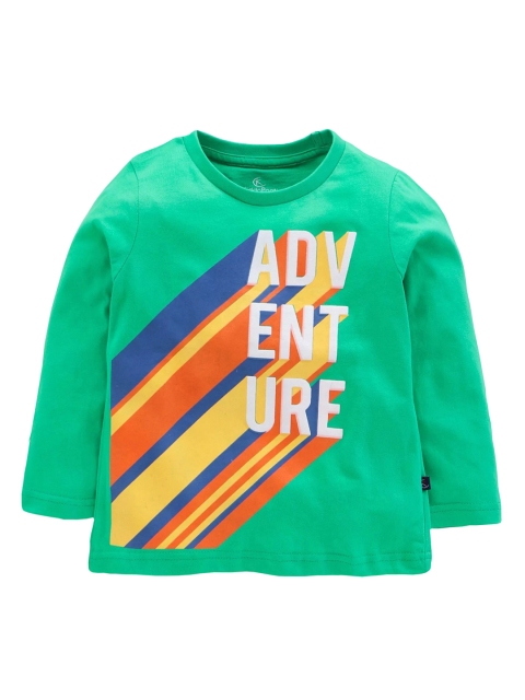 

KiddoPanti Boys Green Printed Round Neck T-shirt