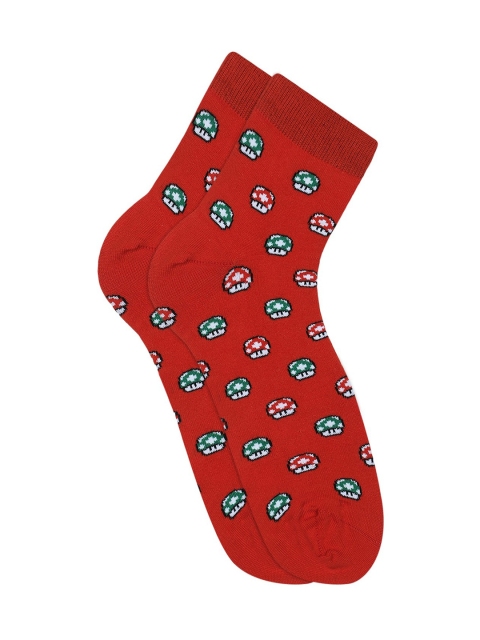 

Soxytoes Unisex Red Super Mario Calf-Length Patterned Socks