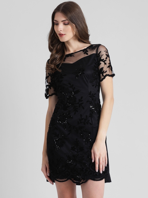 

Zink London Women Embellished Black A-Line Dress