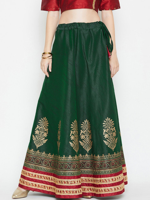 

Studio Rasa Women Green Printed Flared Maxi Skirt