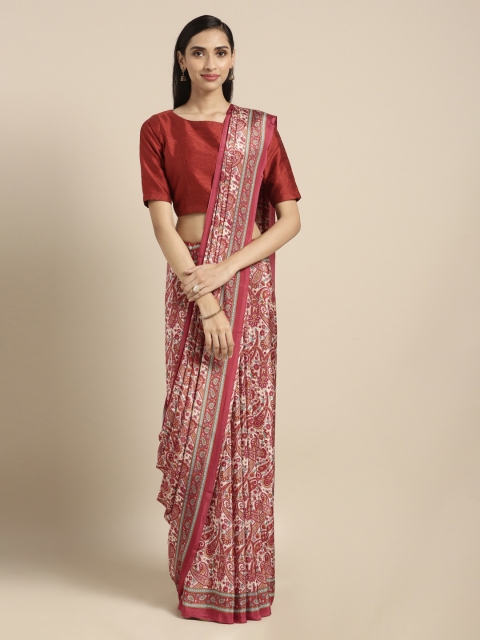 

Mitera Red & White Pure Crepe Printed Saree
