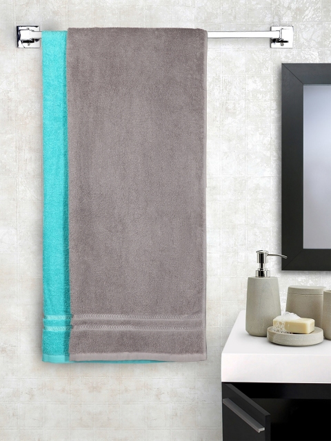 

SPACES Set of 2 Grey & Turquoise Blue 380 GSM Bath Towels